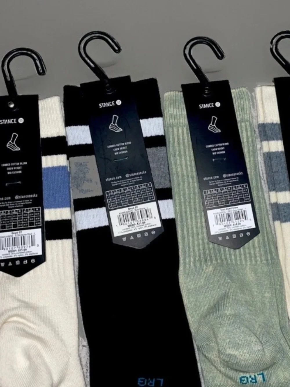 Stance Men's Crew Socks Size Large Stripes / Icon NWT